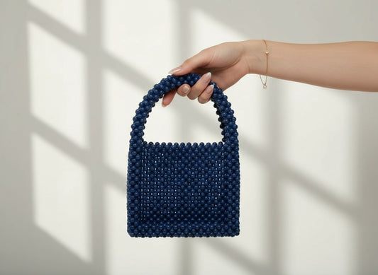 Blue Velvet Beaded Handbag