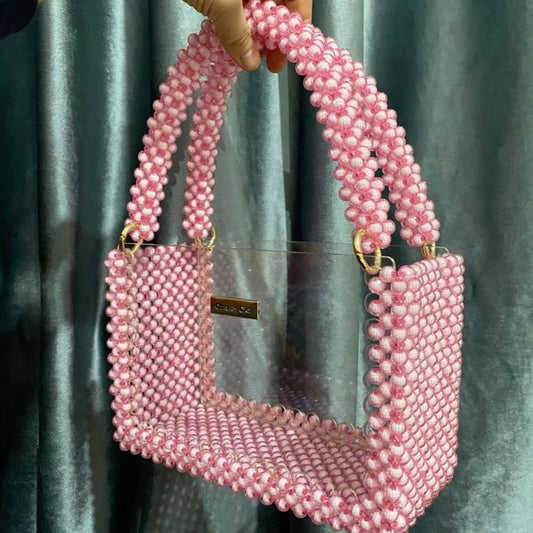 Handmade Pink Crystal Beaded Bag – A Modern Twist on Elegance