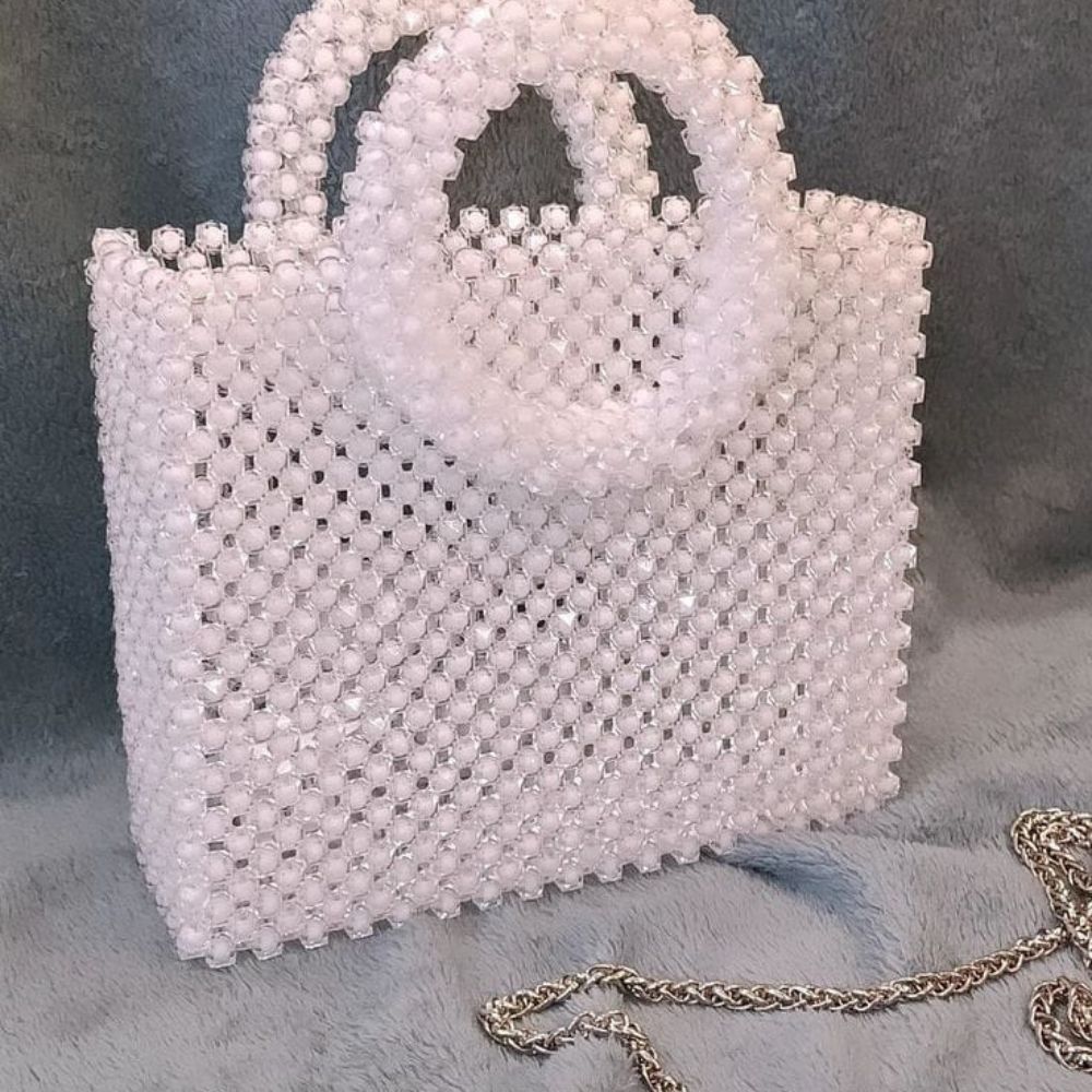 Handmade Crystal Beaded Tote Bag – A Touch of Elegance