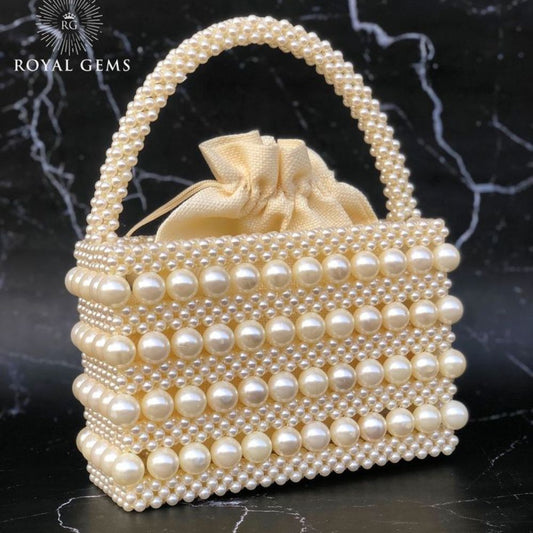 Handmade Pearl Beaded Mini Handbag – Classic Luxury for Every Occasion