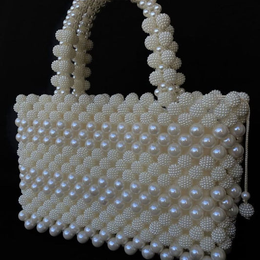 Handmade Pearl Beaded Tote Bag – A Statement of Elegance