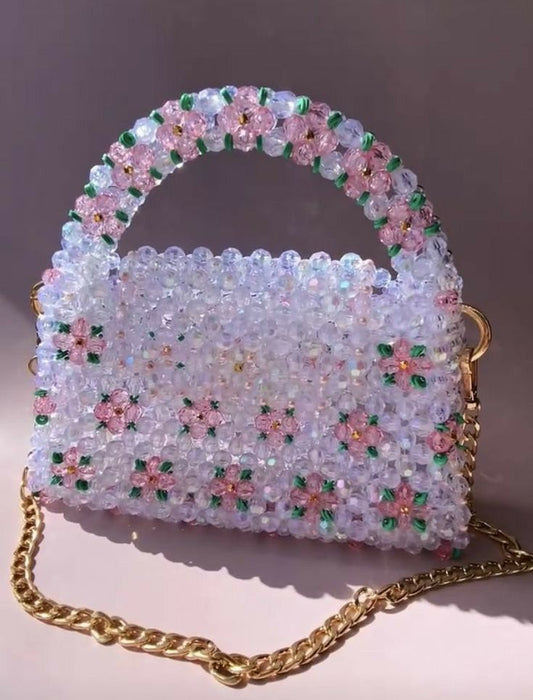 Floral Crystal Beaded Handbag